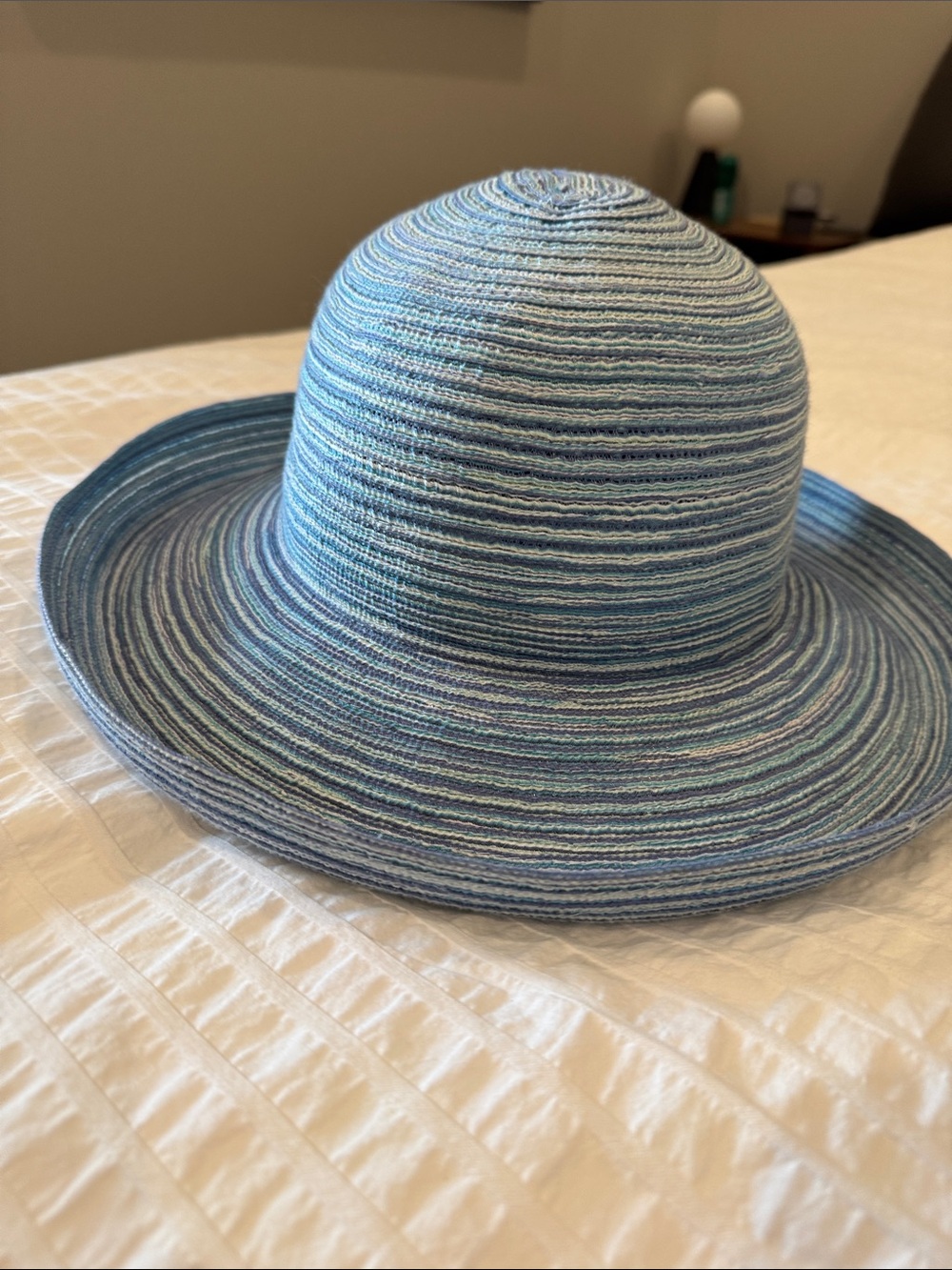 Blue Striped Sun Hat - Women's Beach Hat - Picture 2 of 5
